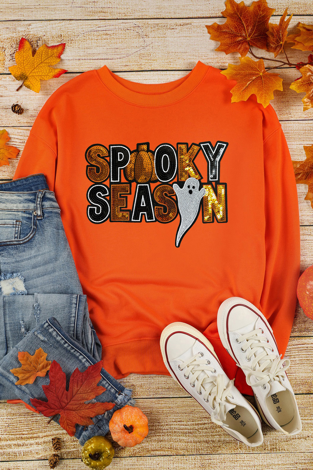 Sequin Detailed Casual Pullover Sweatshirt for Women - Perfect for Halloween - Detail View 11 Sequin Detailed Casual Pullover Sweatshirt for Women - Perfect for Halloween - Detail View 11