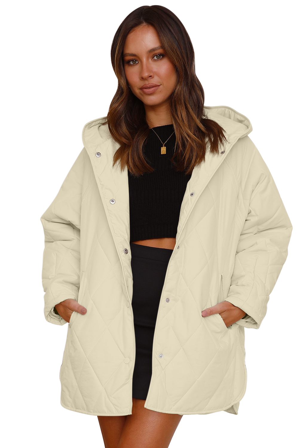 Stylish and Insulating Beige Hooded Coat - Perfect for Winter Daily Wear - Detail View 23 Stylish and Insulating Beige Hooded Coat - Perfect for Winter Daily Wear - Detail View 23