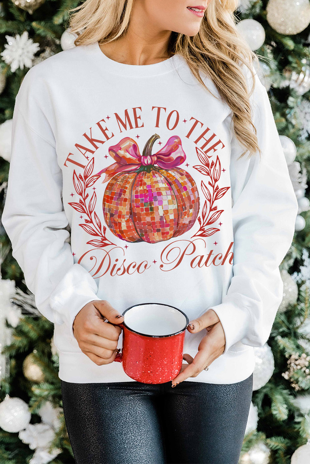 Add a touch of fun and glamour to your Halloween wardrobe with this Women's Beige Disco Ball Pumpkin Print Pullover Sweatshirt. The round neck design and long sleeve style ensure a comfortable fit, while the soft and warm fabric keeps you cozy all night long. The disco ball pumpkin print adds a playful and festive touch, perfect for heading out to Halloween parties. Pair it with jeans or leggings for a chic and casual look. This graphic sweatshirt is a must-have for anyone looking to make a statement at this autumn holiday. Stay warm, stay stylish, and get ready to party in this fun and festive pullover sweatshirt. - Detail View 4 Add a touch of fun and glamour to your Halloween wardrobe with this Women's Beige Disco Ball Pumpkin Print Pullover Sweatshirt. The round neck design and long sleeve style ensure a comfortable fit, while the soft and warm fabric keeps you cozy all night long. The disco ball pumpkin print adds a playful and festive touch, perfect for heading out to Halloween parties. Pair it with jeans or leggings for a chic and casual look. This graphic sweatshirt is a must-have for anyone looking to make a statement at this autumn holiday. Stay warm, stay stylish, and get ready to party in this fun and festive pullover sweatshirt. - Detail View 4