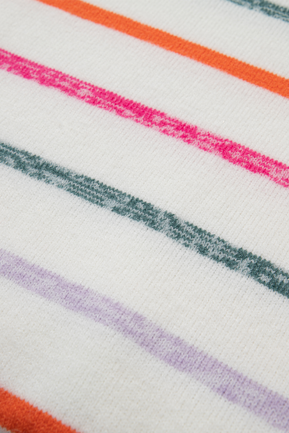 Women's Sweater, White, Colorful Striped, Ribbed Trim, Long Sleeve, Round Neck, Casual Style, Luxuriously Knitted, Winter Comfort, Playful, Chic, Versatile, Daily Wear, Sweaters & Cardigans - Detail View 20 Women's Sweater, White, Colorful Striped, Ribbed Trim, Long Sleeve, Round Neck, Casual Style, Luxuriously Knitted, Winter Comfort, Playful, Chic, Versatile, Daily Wear, Sweaters & Cardigans - Detail View 20