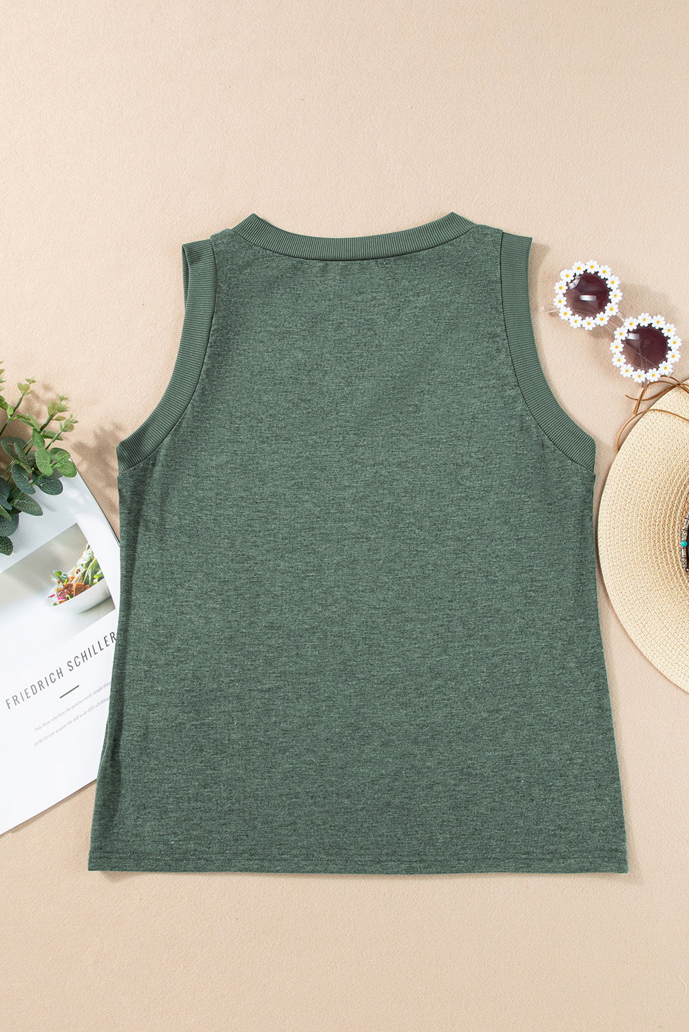 Vintage Frayed Flag Print Tank Top - Soft and Breathable - Detail View 7 Vintage Frayed Flag Print Tank Top - Soft and Breathable - Detail View 7