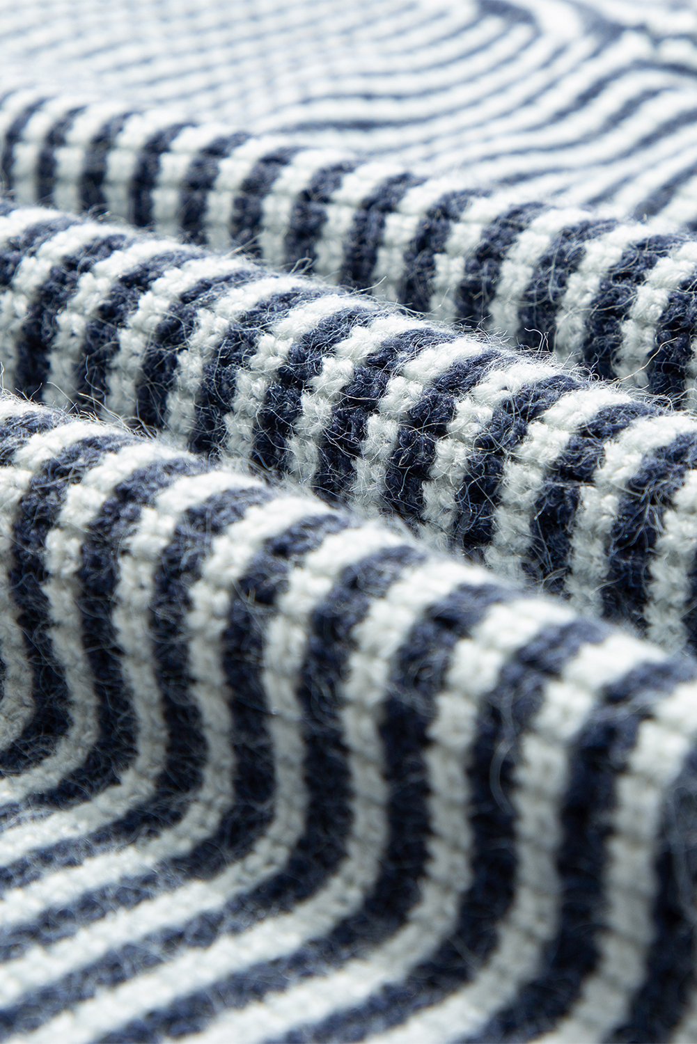 Women's Striped Lantern Sleeve Drop Shoulder Cozy Sweater - Sail Blue - Detail View 11 Women's Striped Lantern Sleeve Drop Shoulder Cozy Sweater - Sail Blue - Detail View 11
