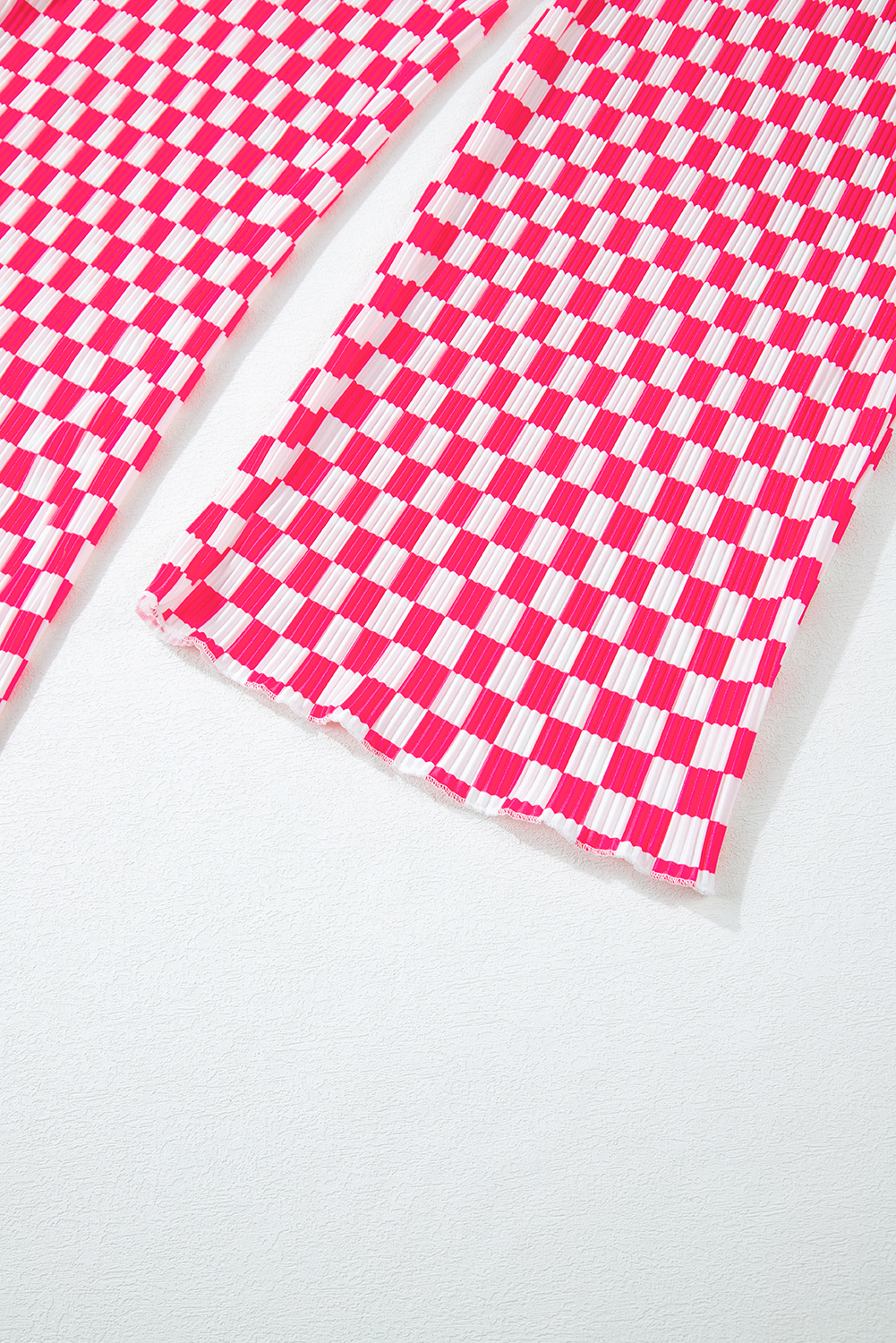 Women's Pajama Set, Pink, Checkered, Buttoned Shirt, High Waist Pants, Comfortable, Chic, Sophisticated, Classic Pattern, Long Sleeve, Textured Fabric, Cozy, Loungewear, Sleepwear, Casual, Daily Wear - Detail View 20 Women's Pajama Set, Pink, Checkered, Buttoned Shirt, High Waist Pants, Comfortable, Chic, Sophisticated, Classic Pattern, Long Sleeve, Textured Fabric, Cozy, Loungewear, Sleepwear, Casual, Daily Wear - Detail View 20