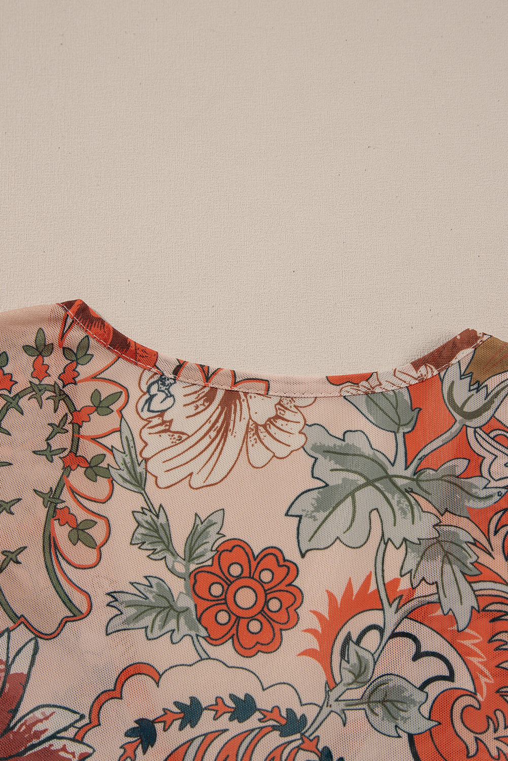 Stylish Long Sleeve Floral Blouse with Deep V Neck and Knot Detail for Spring - Detail View 10 Stylish Long Sleeve Floral Blouse with Deep V Neck and Knot Detail for Spring - Detail View 10