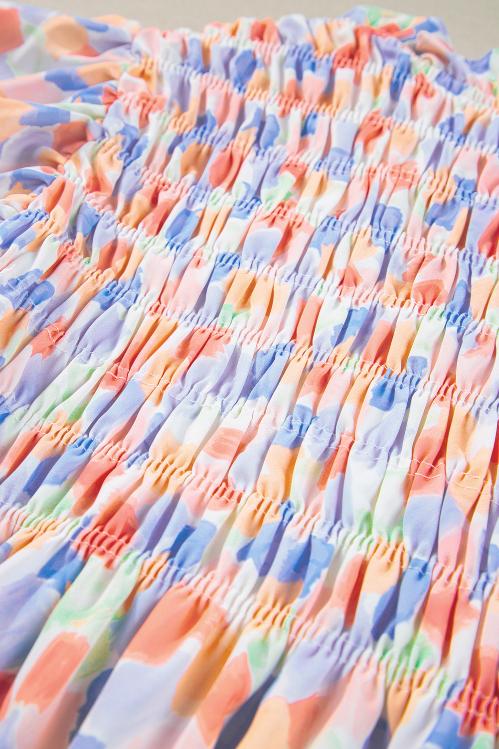 Women's Blouse, Pink, Abstract Print, Shirred Yoke, Ruffled Sleeves, V-Neck, Summer, Daily Wear, Lightweight, Breathable, Fashionable, Versatile, Country Style, Tops, Blouses & Shirts - Detail View 10 Women's Blouse, Pink, Abstract Print, Shirred Yoke, Ruffled Sleeves, V-Neck, Summer, Daily Wear, Lightweight, Breathable, Fashionable, Versatile, Country Style, Tops, Blouses & Shirts - Detail View 10