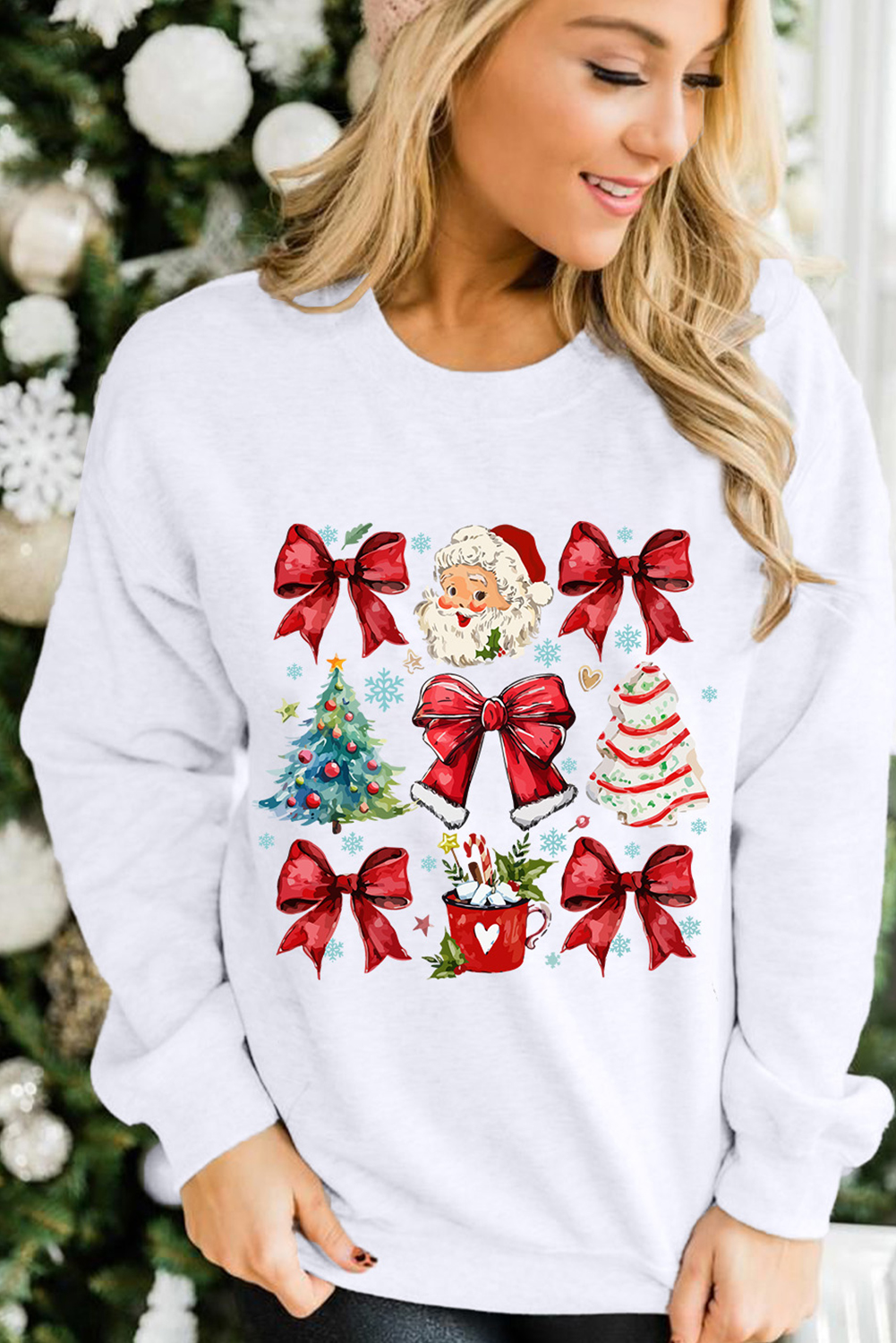 Cozy Long Sleeve Holiday Sweatshirt for Women - Perfect for Christmas Parties - Detail View 3 Cozy Long Sleeve Holiday Sweatshirt for Women - Perfect for Christmas Parties - Detail View 3