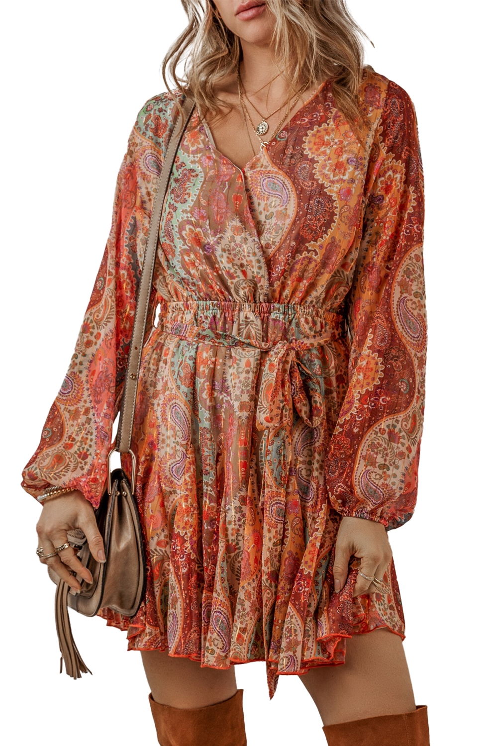 Flirty A-Line Mini Dress with Belted High Waist - Playful and Sophisticated - Detail View 8 Flirty A-Line Mini Dress with Belted High Waist - Playful and Sophisticated - Detail View 8