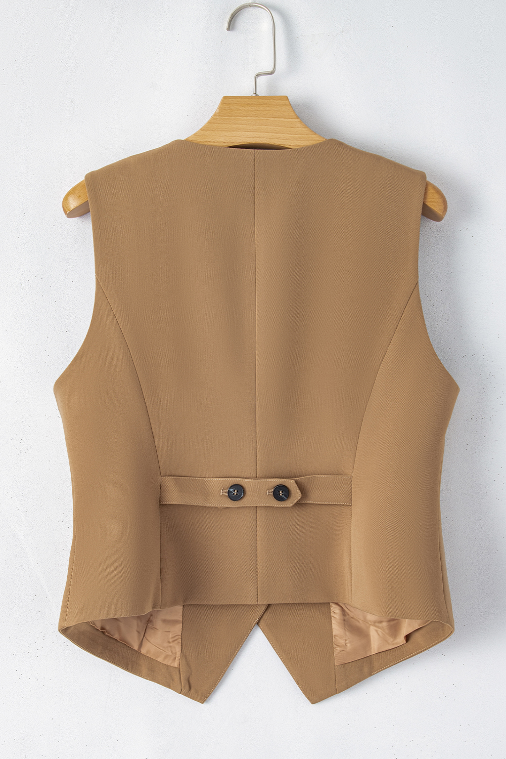 Elegant Blazer Vest with Classic Solid Color - Chestnut - Detail View 7 Elegant Blazer Vest with Classic Solid Color - Chestnut - Detail View 7