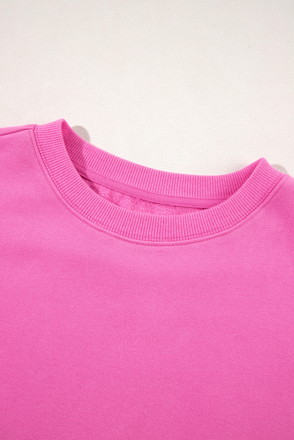 Women's Bonbon Solid Fleece Lined Drop Shoulder Terry Sweatshirt - Detail View 11 Women's Bonbon Solid Fleece Lined Drop Shoulder Terry Sweatshirt - Detail View 11