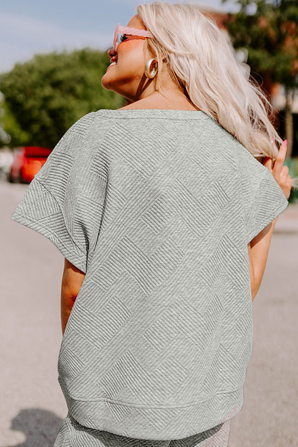 Summer Daily Lounge Set, Women's Textured Drawstring Outfit - Detail View 3 Summer Daily Lounge Set, Women's Textured Drawstring Outfit - Detail View 3