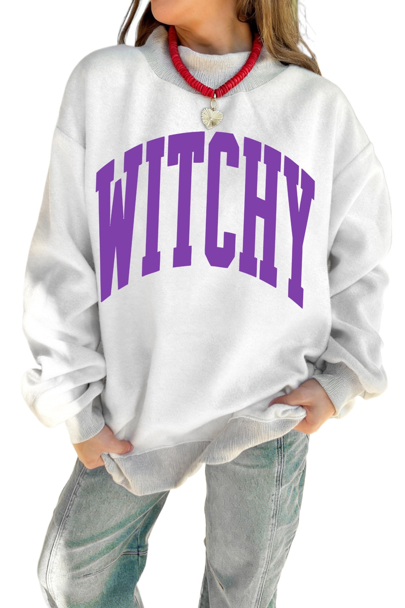 Women's Reversible Halloween Sweatshirt, Spooky Fall Pullover - Main View Women's Reversible Halloween Sweatshirt, Spooky Fall Pullover - Main View