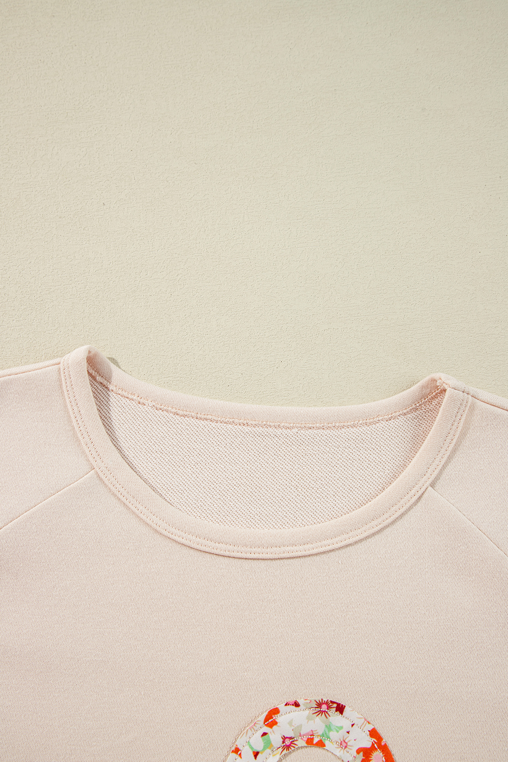 Women's Graphic Top, Beige, Exposed Seam, Flower Patch, Wide Sleeve, Casual, Comfortable, Loose Fit, Trendy, Relaxed, Chic, Stylish, Daily Wear, Best Sellers, Graphic Tees, Floral Pattern - Detail View 10 Women's Graphic Top, Beige, Exposed Seam, Flower Patch, Wide Sleeve, Casual, Comfortable, Loose Fit, Trendy, Relaxed, Chic, Stylish, Daily Wear, Best Sellers, Graphic Tees, Floral Pattern - Detail View 10