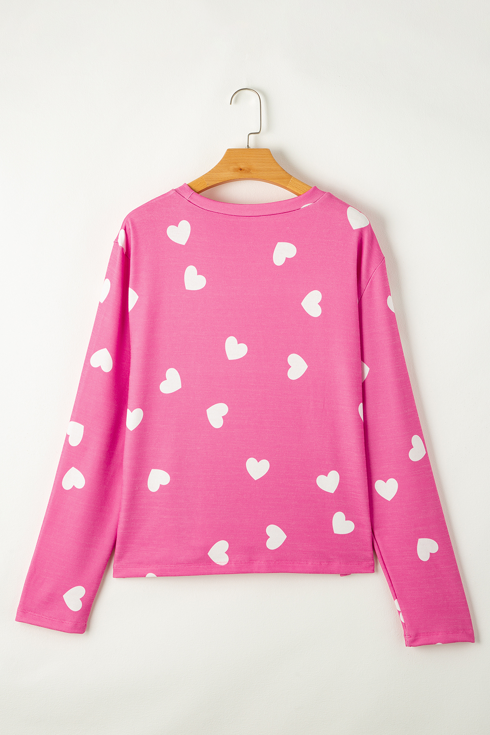 Women's Heart Print Lounge Set, Long Sleeve Tee and Shorts - Detail View 10 Women's Heart Print Lounge Set, Long Sleeve Tee and Shorts - Detail View 10