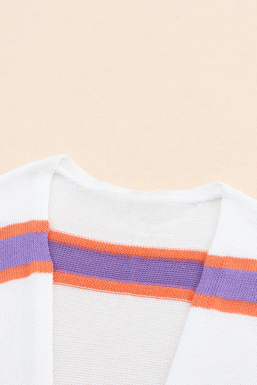 Casual Striped Knit Cardigan, Women's Long Sleeve Layering - Detail View 11 Casual Striped Knit Cardigan, Women's Long Sleeve Layering - Detail View 11