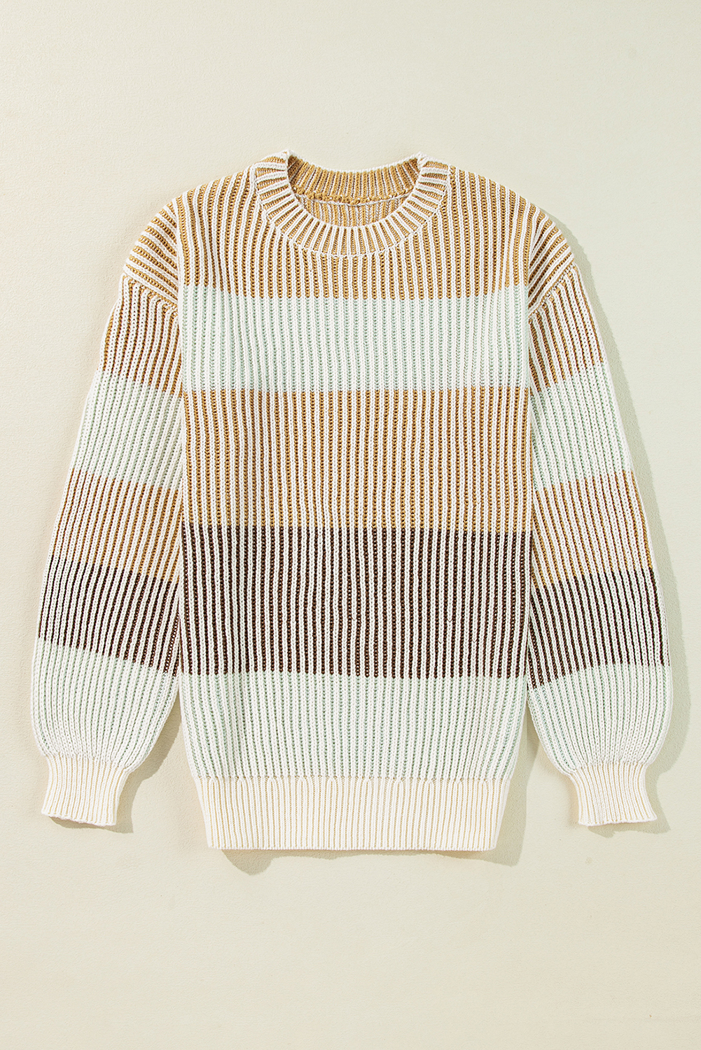 Trendy Colorblock Sweater for Fall and Autumn - Classic Crew Neck Design - Detail View 3 Trendy Colorblock Sweater for Fall and Autumn - Classic Crew Neck Design - Detail View 3