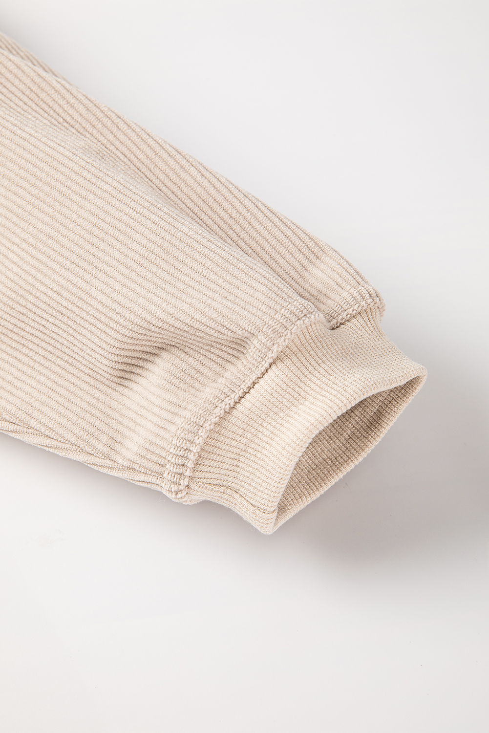Women's Smoke Gray Ribbed Corduroy Oversized Sweatshirt - Detail View 6 Women's Smoke Gray Ribbed Corduroy Oversized Sweatshirt - Detail View 6