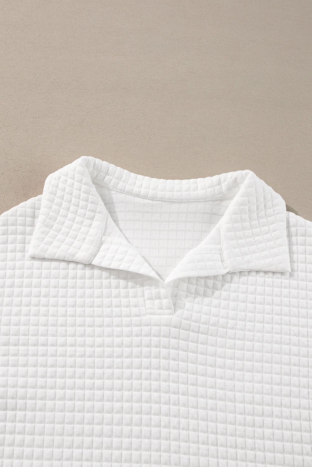 Women's Long Sleeve Top, White Quilted Texture, Sporty Style, Collared Shirt, Casual Top, Relaxed Fit, Daily Wear, Soft Fabric, Solid Color, Versatile Top, Modern Fashion, Shift Silhouette, Easy to Style, Tops - Detail View 8 Women's Long Sleeve Top, White Quilted Texture, Sporty Style, Collared Shirt, Casual Top, Relaxed Fit, Daily Wear, Soft Fabric, Solid Color, Versatile Top, Modern Fashion, Shift Silhouette, Easy to Style, Tops - Detail View 8
