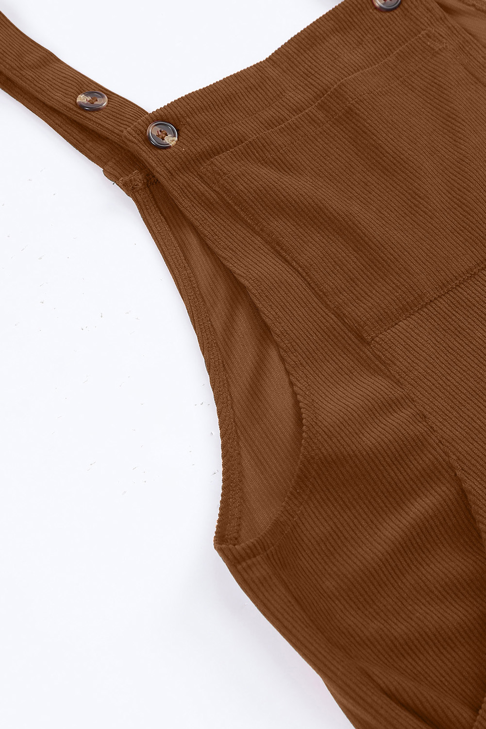 Women's Brown Corduroy Overalls, Wide Leg Casual Jumpsuit - Detail View 13 Women's Brown Corduroy Overalls, Wide Leg Casual Jumpsuit - Detail View 13