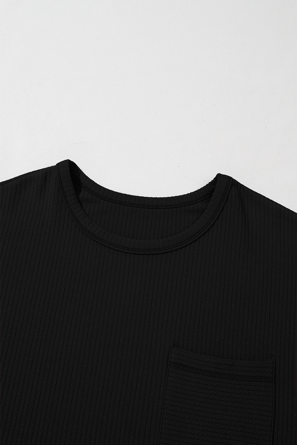 Versatile Long Sleeve Top: Textured Black Solid Color - Detail View 7 Versatile Long Sleeve Top: Textured Black Solid Color - Detail View 7