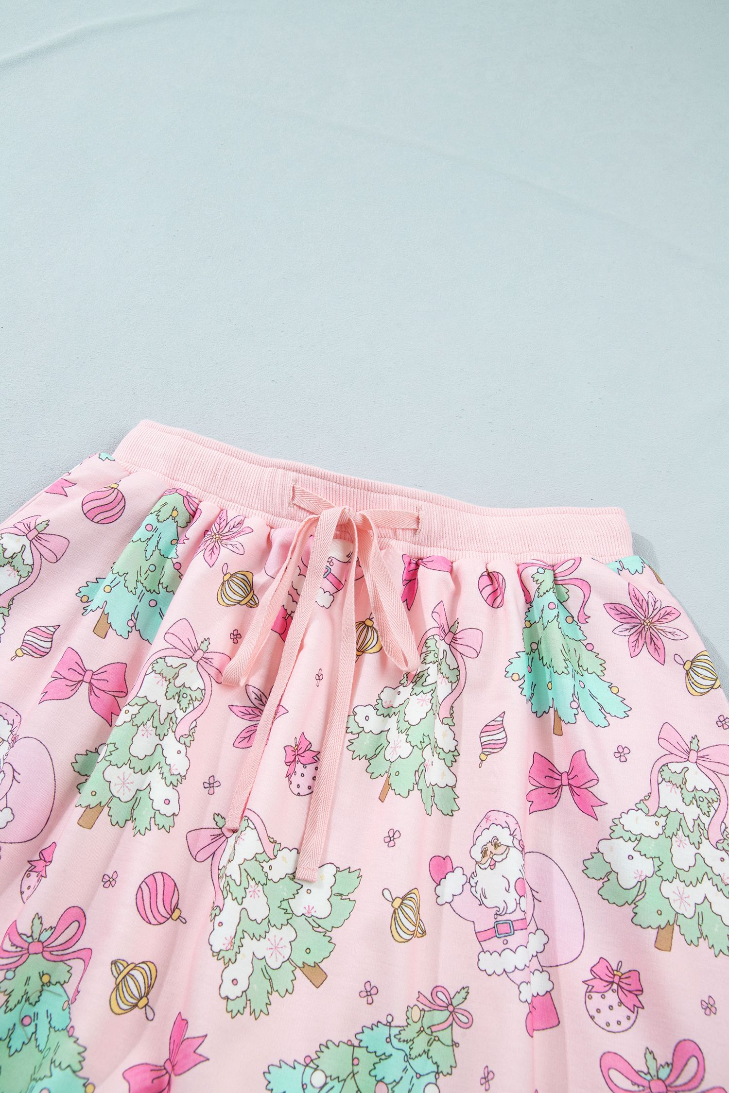 Women's Soft Pink Holiday Skirt Set, Stretchy Long Sleeve - Detail View 12 Women's Soft Pink Holiday Skirt Set, Stretchy Long Sleeve - Detail View 12