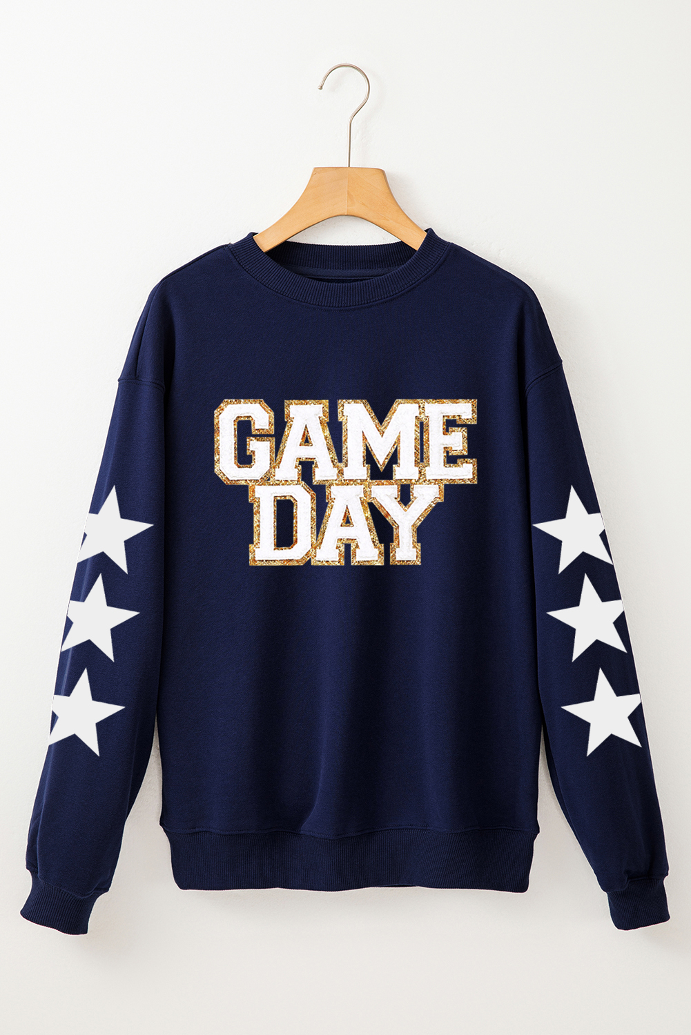Relaxed Fit Sporty Navy Blue Graphic Sweatshirt for Game Day - Soft & Cozy - Detail View 7 Relaxed Fit Sporty Navy Blue Graphic Sweatshirt for Game Day - Soft & Cozy - Detail View 7