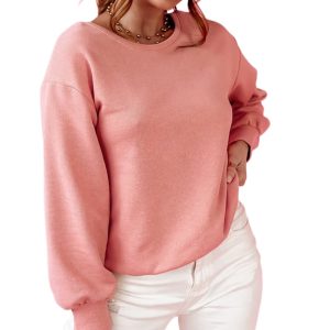 Women's Pale Chestnut Bowknot Round Neck Sweatshirt - Main View