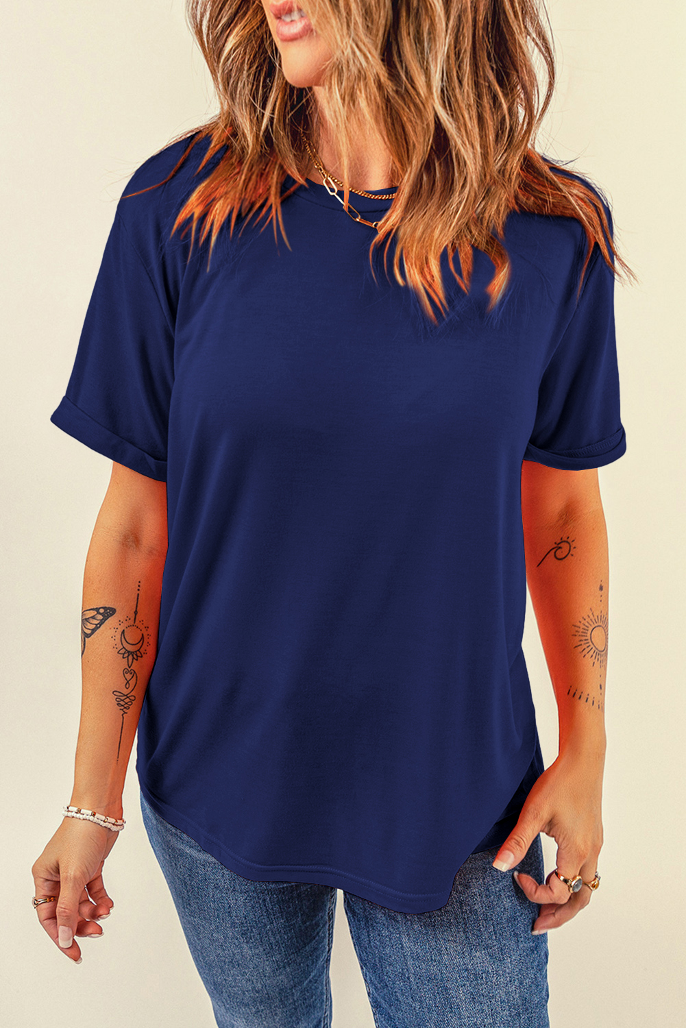 Women's Comfortable Summer Tee, Soft Cotton Blend Casual Top - Detail View 6 Women's Comfortable Summer Tee, Soft Cotton Blend Casual Top - Detail View 6