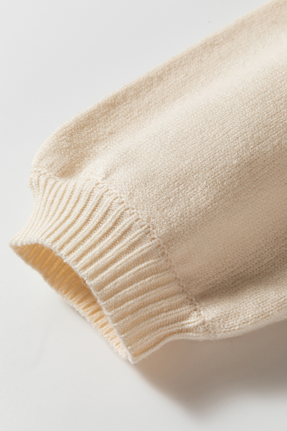 Women's Apricot Pleated Sleeve Hollow Detail Button Sweater Cardigan - Detail View 9 Women's Apricot Pleated Sleeve Hollow Detail Button Sweater Cardigan - Detail View 9