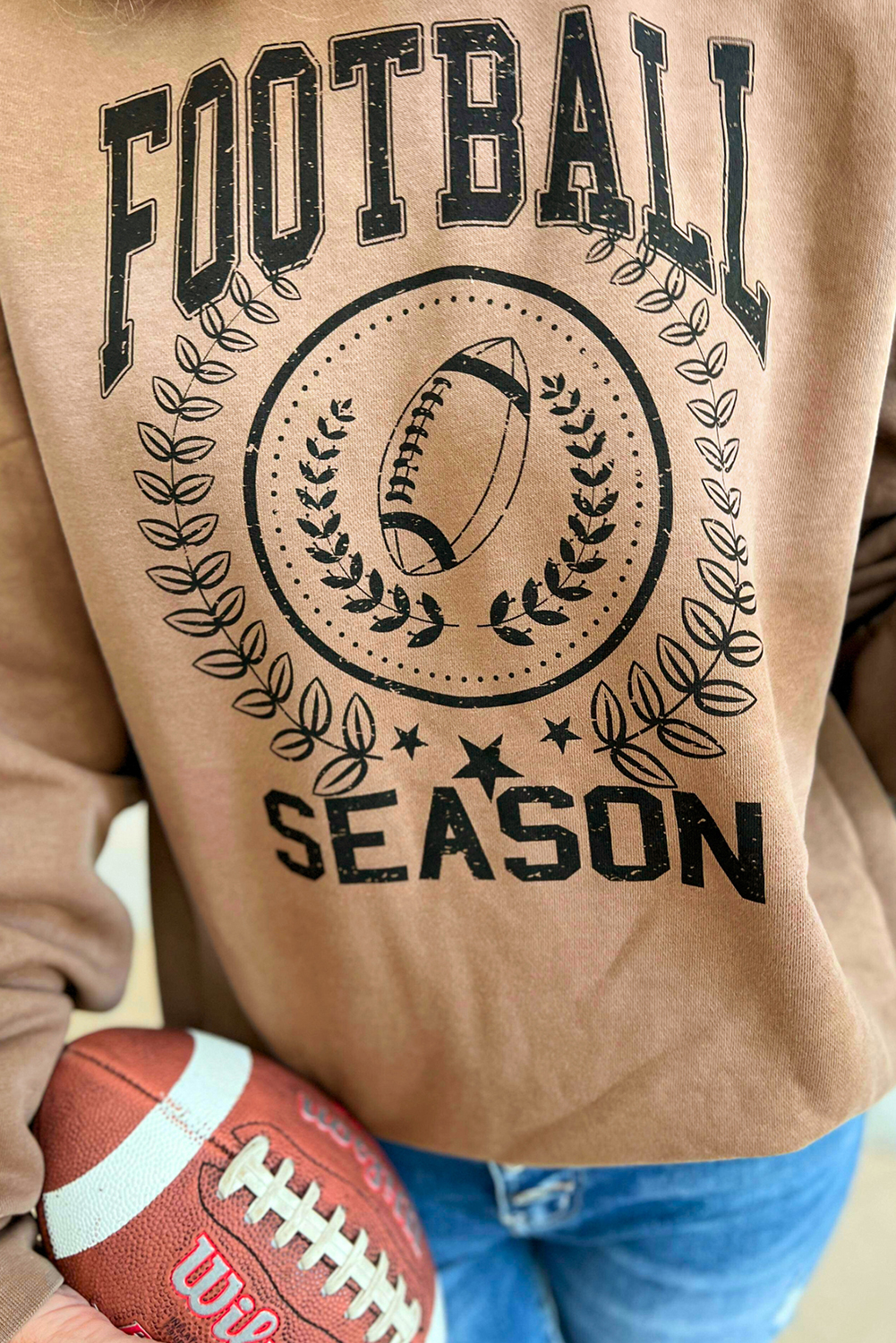 Rugby Football Season Fan Sweatshirt - 'FOOTBALL SEASON' Graphic Print - Detail View 7 Rugby Football Season Fan Sweatshirt - 'FOOTBALL SEASON' Graphic Print - Detail View 7