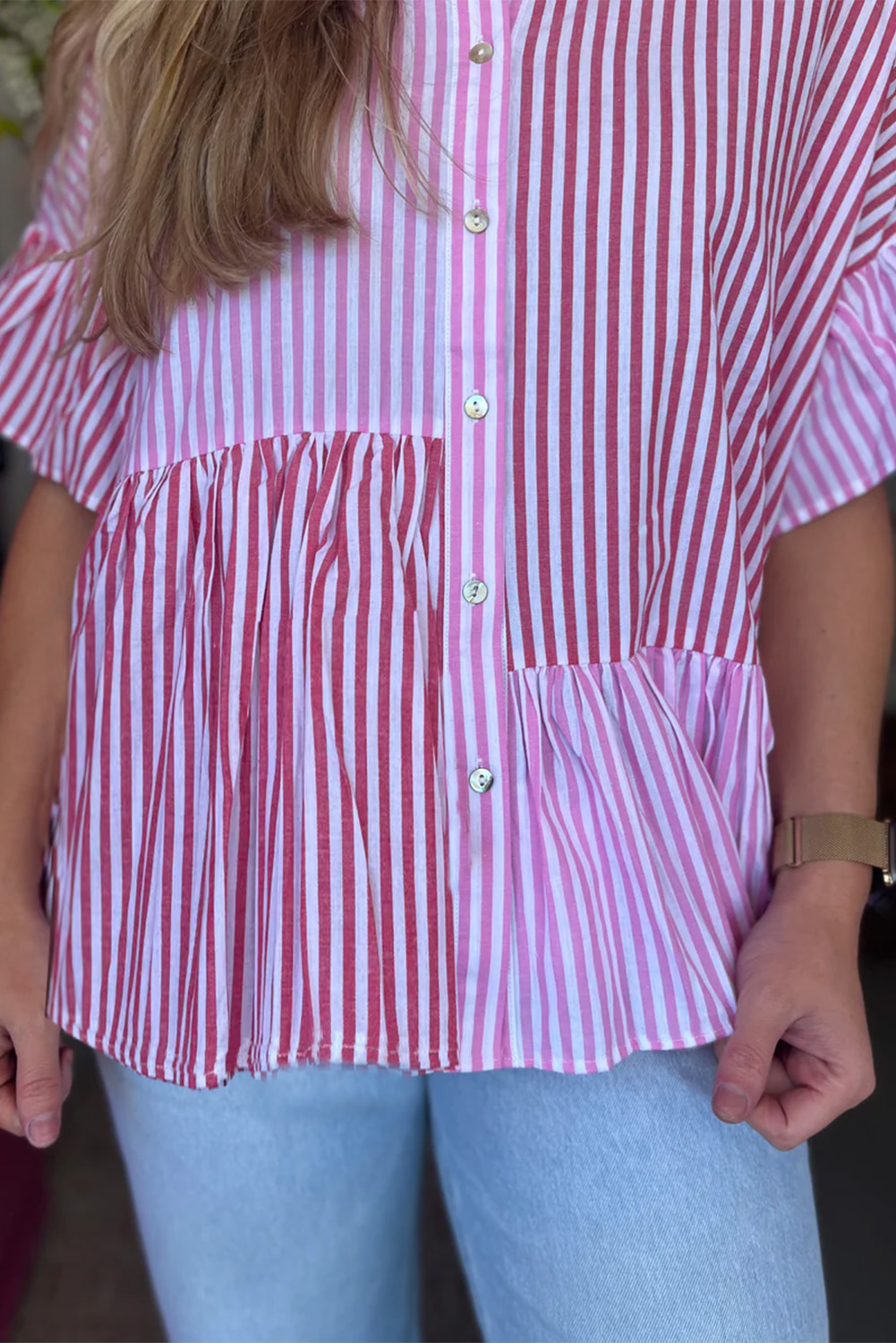 Summer Cotton Patchwork Shirt, Button Up Southern Belle Top - Detail View 3 Summer Cotton Patchwork Shirt, Button Up Southern Belle Top - Detail View 3