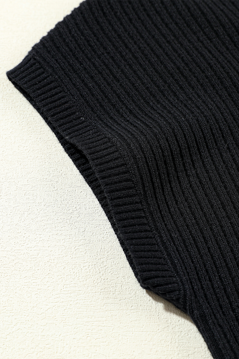 Casual Black High Neck Sweater, Women's Pocket Ribbed Knit - Detail View 11 Casual Black High Neck Sweater, Women's Pocket Ribbed Knit - Detail View 11