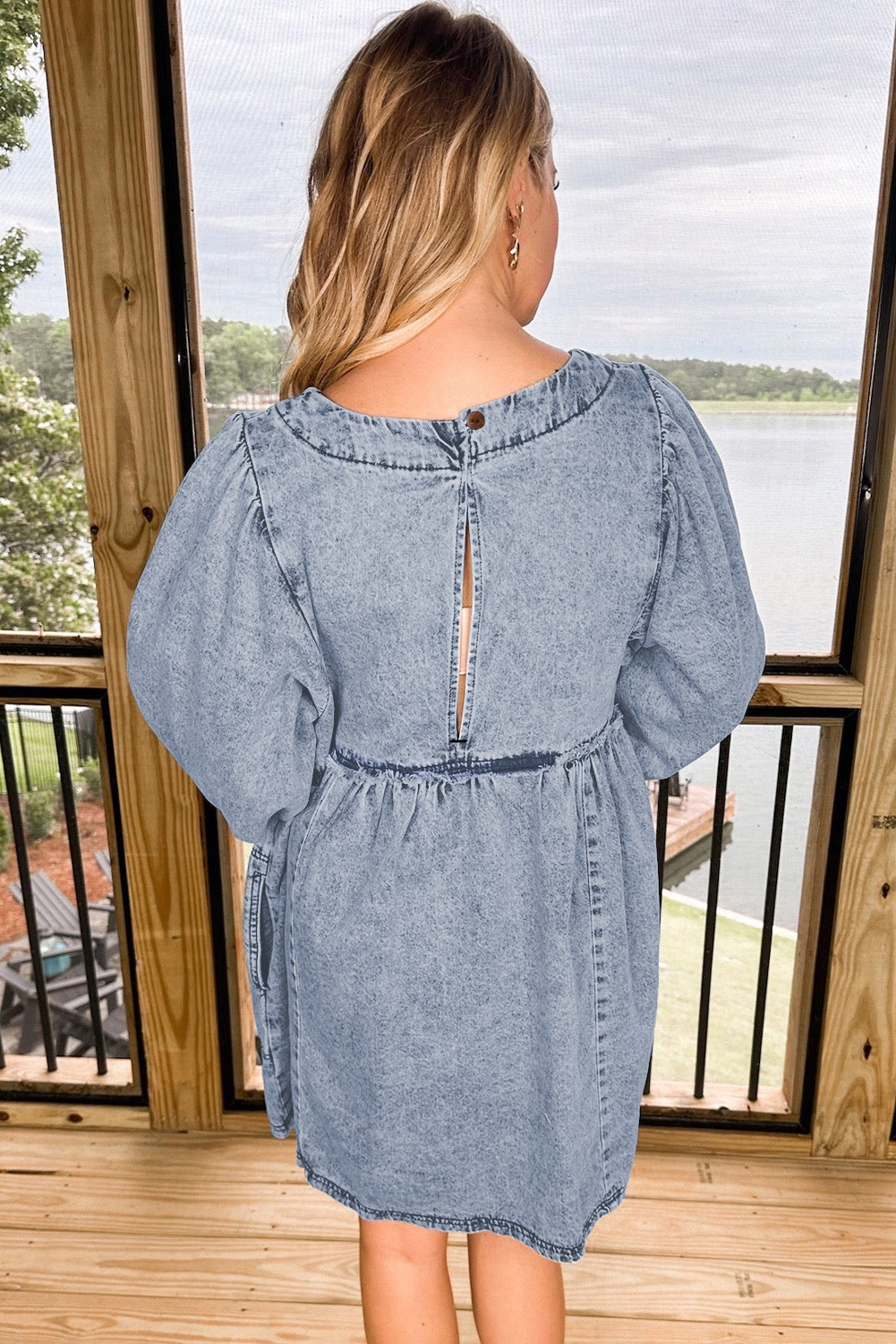 Make a stylish statement with this Women's Beau Blue High Waist Loose Fit Denim Mini Dress. The comfortable and relaxed fit design ensures a effortless and casual look, while the light washed denim finish gives it a fresh and trendy touch. The classic appeal of denim is elevated with the addition of chic puff sleeves, adding a touch of sophistication to your outfit. Whether you're running errands or meeting up with friends, this mini dress is the perfect combination of chic and casual. The high waist and mini length create a flattering silhouette, making it a must-have addition to your wardrobe. Pair it with sneakers or ankle boots for a laid-back look, or dress it up with heels for a more polished finish. - Detail View 4 Make a stylish statement with this Women's Beau Blue High Waist Loose Fit Denim Mini Dress. The comfortable and relaxed fit design ensures a effortless and casual look, while the light washed denim finish gives it a fresh and trendy touch. The classic appeal of denim is elevated with the addition of chic puff sleeves, adding a touch of sophistication to your outfit. Whether you're running errands or meeting up with friends, this mini dress is the perfect combination of chic and casual. The high waist and mini length create a flattering silhouette, making it a must-have addition to your wardrobe. Pair it with sneakers or ankle boots for a laid-back look, or dress it up with heels for a more polished finish. - Detail View 4