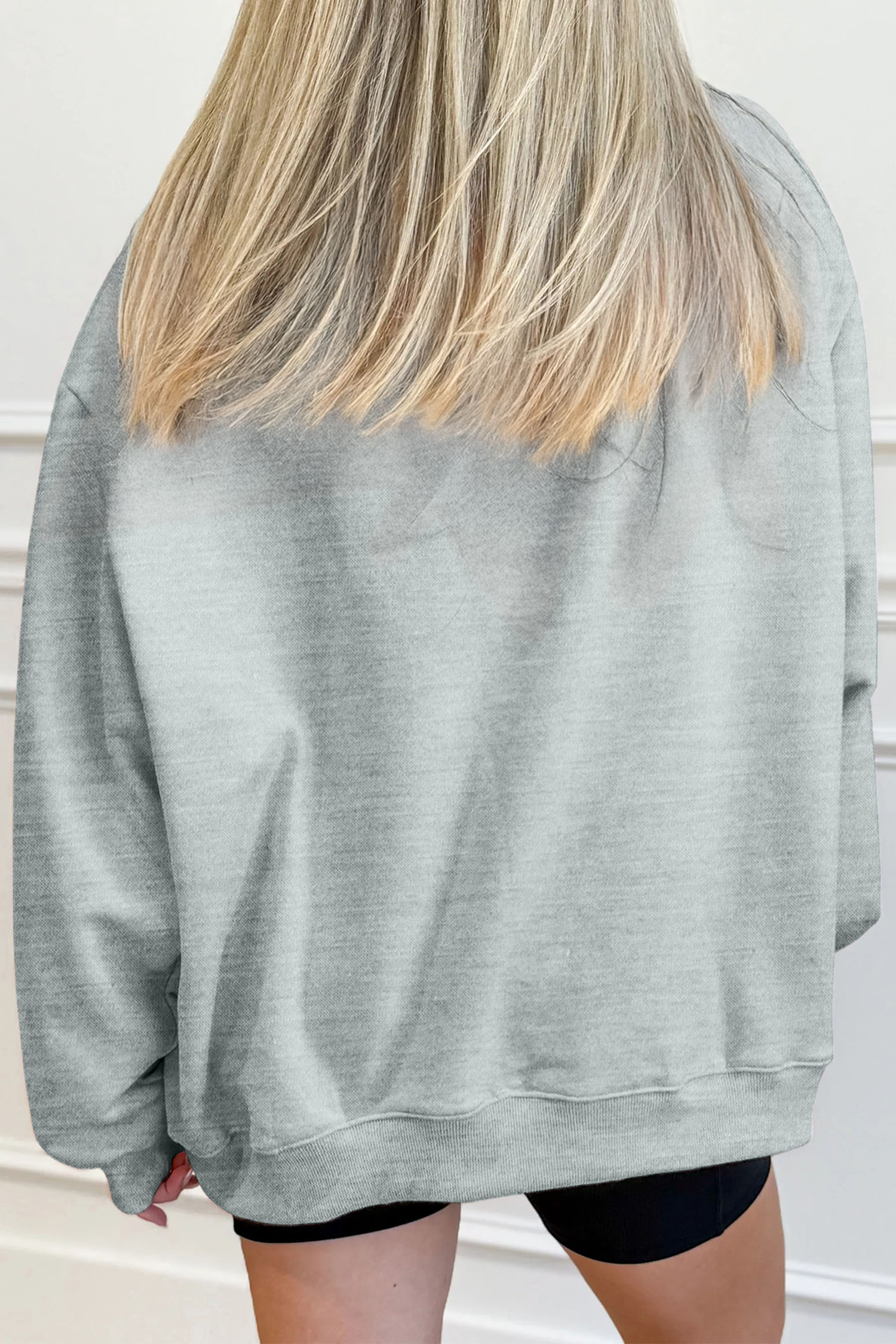 Graphic Mock Neck Sweatshirt, Gray Western Mallard Duck Print - Detail View 2 Graphic Mock Neck Sweatshirt, Gray Western Mallard Duck Print - Detail View 2