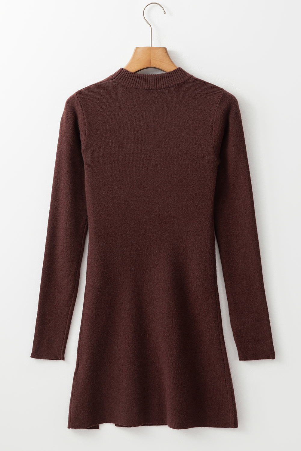 Chic and Seductive Coffee Colored Sweater Dress with Side Slit - Detail View 7 Chic and Seductive Coffee Colored Sweater Dress with Side Slit - Detail View 7