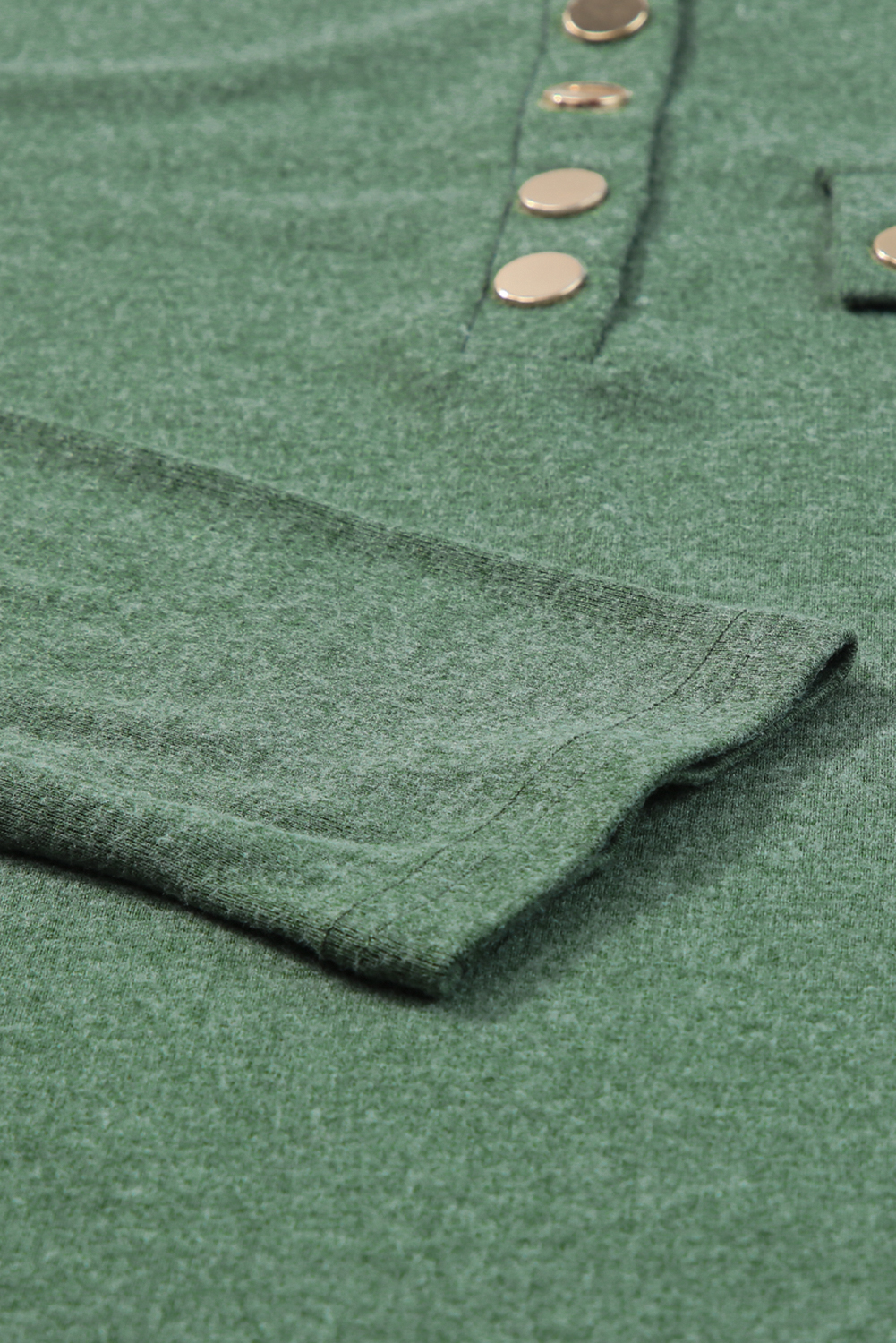 Women's Mist Green Henley, Long Sleeve Snap Button Top - Detail View 13 Women's Mist Green Henley, Long Sleeve Snap Button Top - Detail View 13