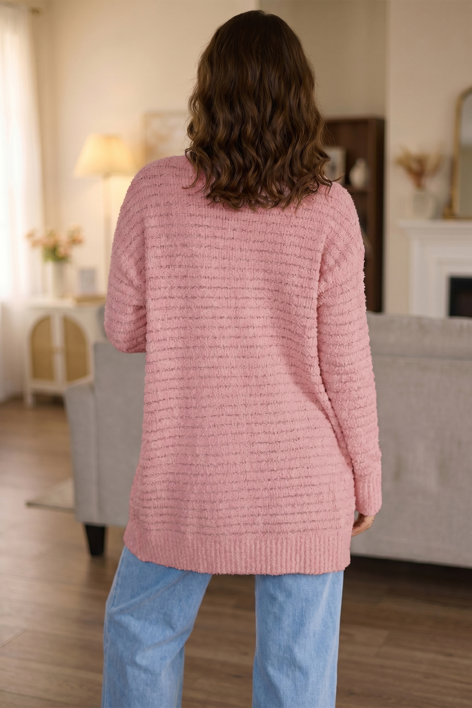 Soft Fuzzy Autumn Cardigan, Comfortable Daily Knit Outerwear - Detail View 6 Soft Fuzzy Autumn Cardigan, Comfortable Daily Knit Outerwear - Detail View 6