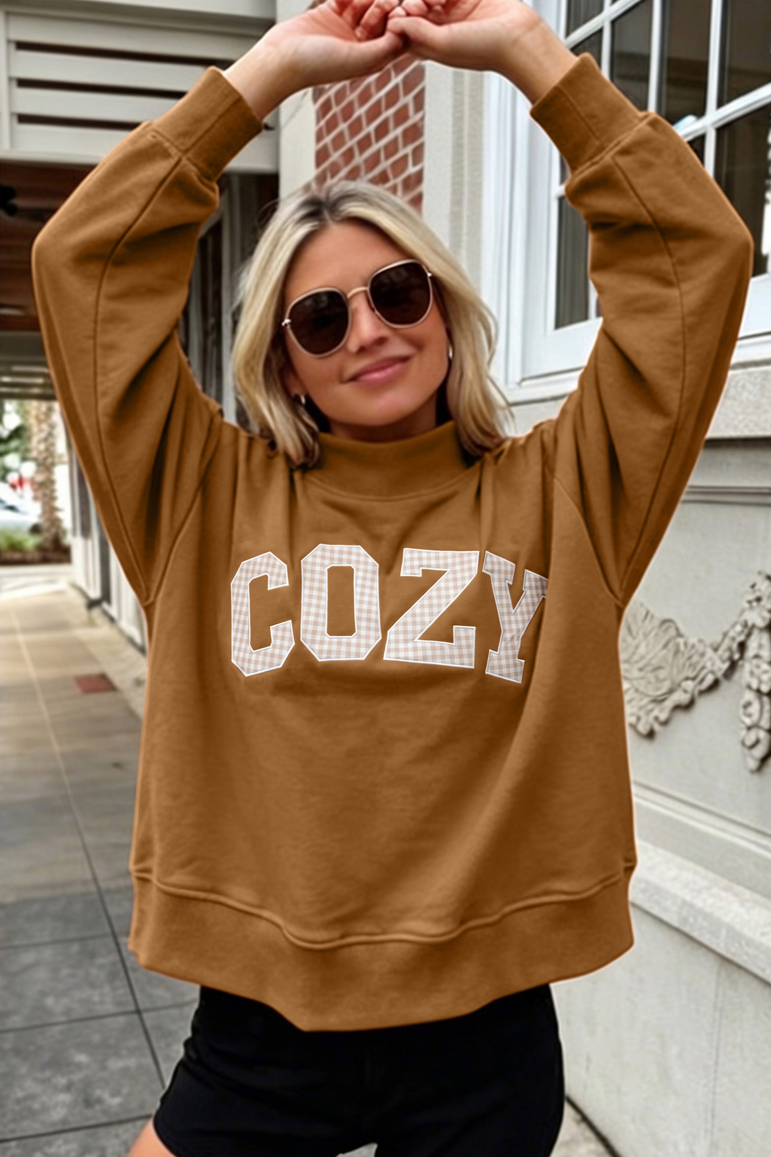 Women's Cozy Cotton Blend Pullover, Warm Stand Neck - Detail View 3 Women's Cozy Cotton Blend Pullover, Warm Stand Neck - Detail View 3