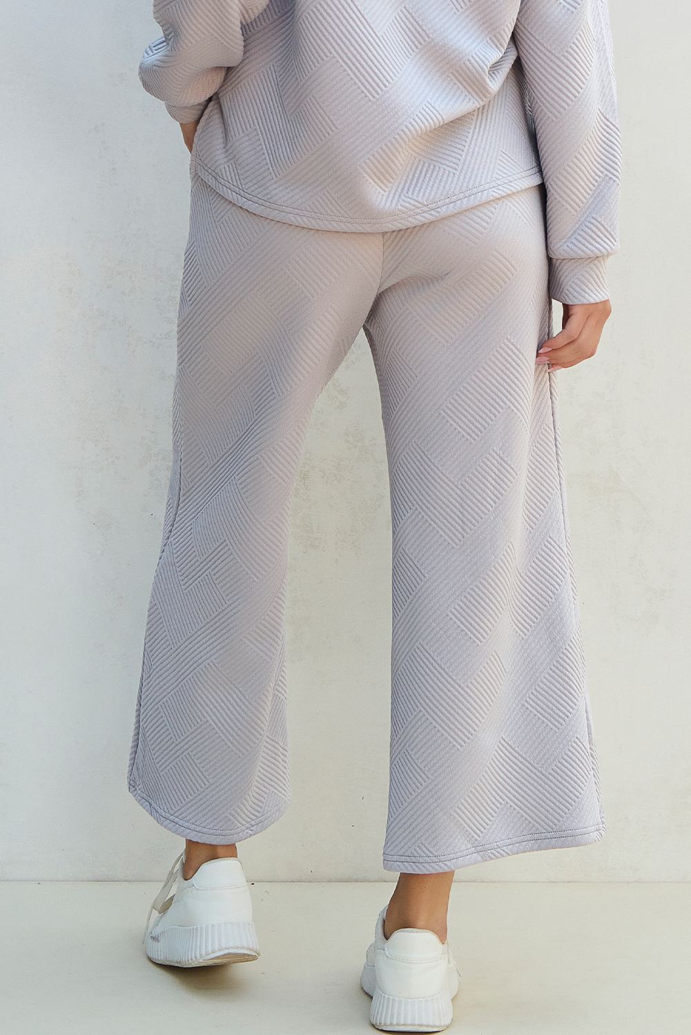 Chic and Comfortable Women's Casual Set - Light Grey Solid Textured - Detail View 8 Chic and Comfortable Women's Casual Set - Light Grey Solid Textured - Detail View 8