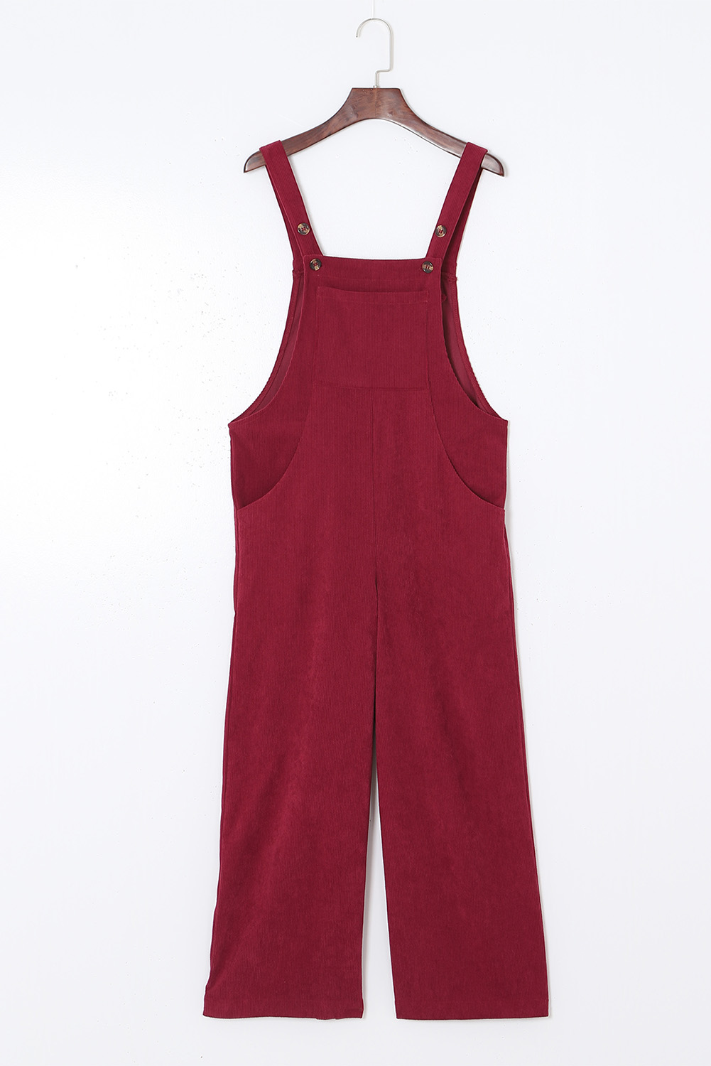 Women's Red Corduroy Overalls, Relaxed Wide Leg Jumpsuit - Detail View 10 Women's Red Corduroy Overalls, Relaxed Wide Leg Jumpsuit - Detail View 10