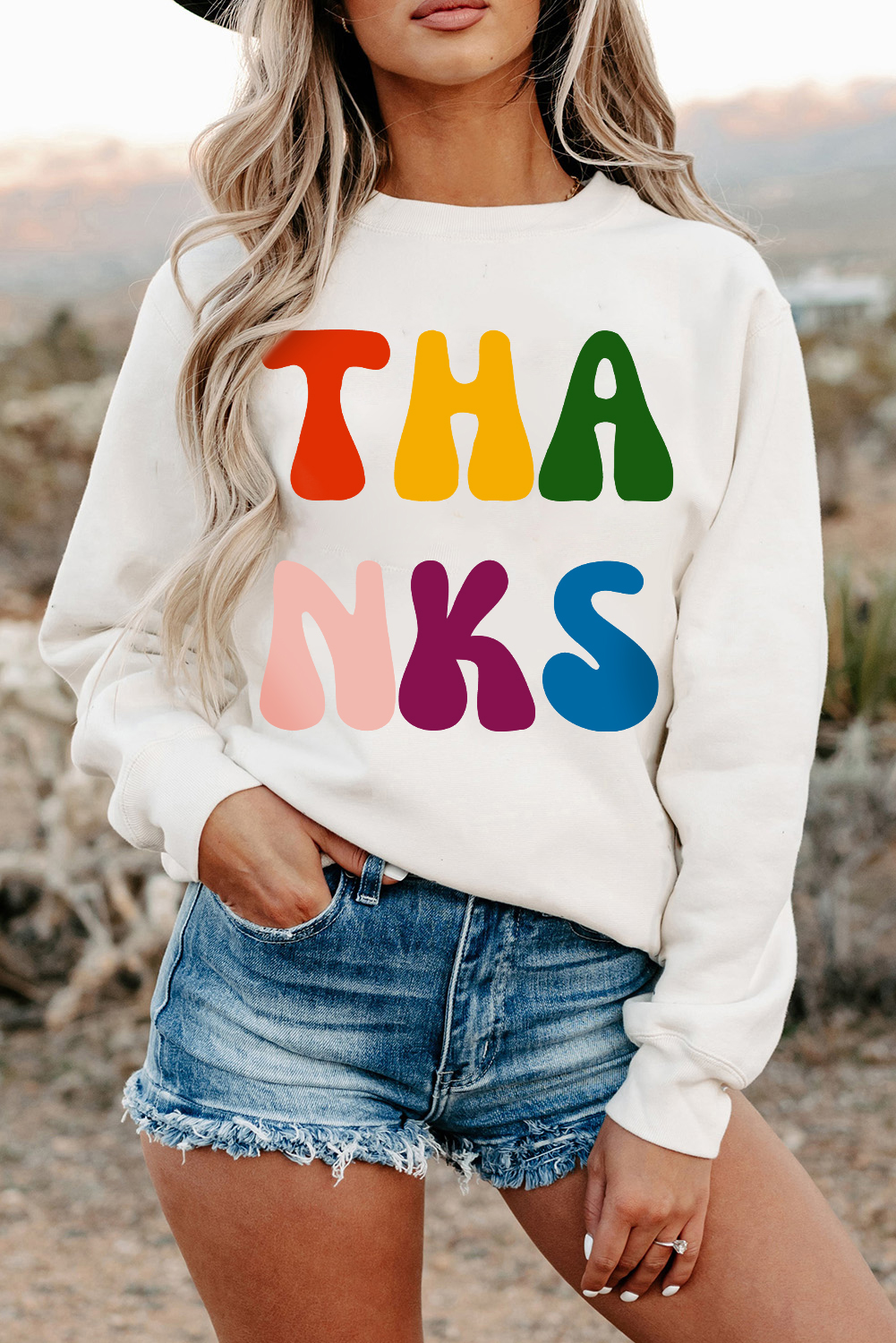 Trendy Drop Shoulder Crewneck Sweatshirt - Perfect for Thanksgiving Celebration - Detail View 3 Trendy Drop Shoulder Crewneck Sweatshirt - Perfect for Thanksgiving Celebration - Detail View 3