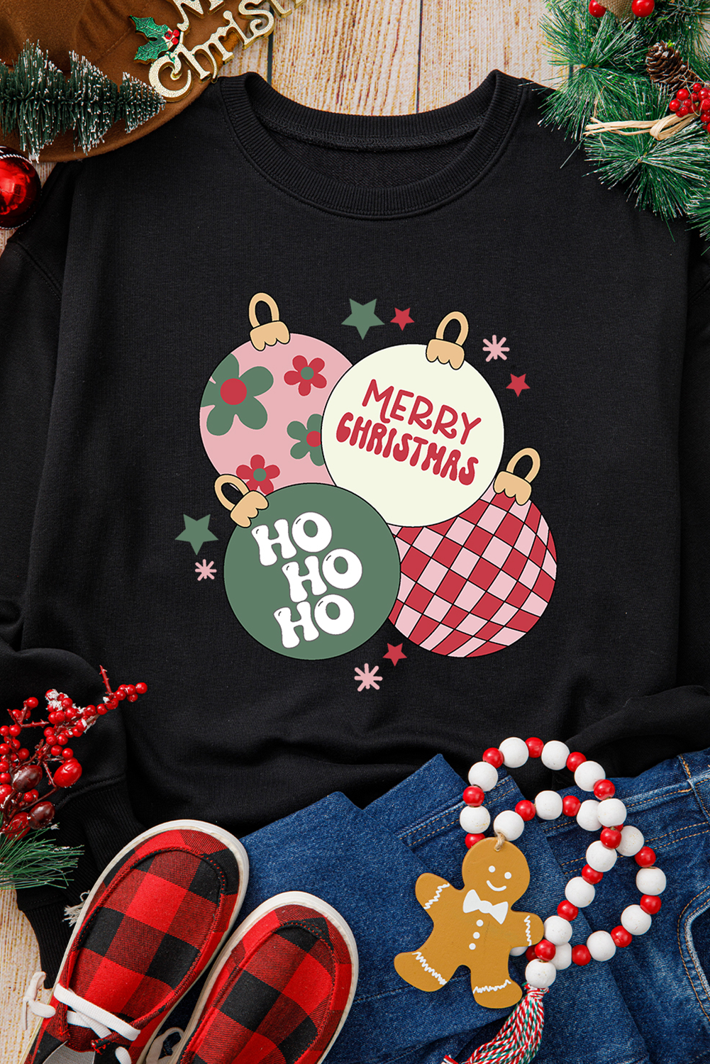 Cozy and Stylish Women's Long Sleeve Christmas Sweatshirt - Perfect for Holiday Gatherings - Detail View 7 Cozy and Stylish Women's Long Sleeve Christmas Sweatshirt - Perfect for Holiday Gatherings - Detail View 7