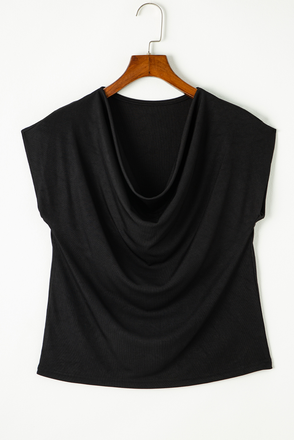 Women's T-Shirt, Black, Cowl Neck, Bat Sleeve, Elegant, Fine Fabric, Cozy, Stylish, Casual Style, Short Sleeve, Solid Color, Daily Wear, Tops, Tops & Tees, Best Sellers, Silhouette, Pleated - Detail View 10 Women's T-Shirt, Black, Cowl Neck, Bat Sleeve, Elegant, Fine Fabric, Cozy, Stylish, Casual Style, Short Sleeve, Solid Color, Daily Wear, Tops, Tops & Tees, Best Sellers, Silhouette, Pleated - Detail View 10