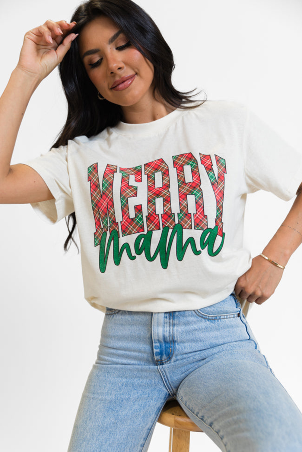 Casual Christmas Themed White Tee - Perfect for the Holiday Season - Detail View 3 Casual Christmas Themed White Tee - Perfect for the Holiday Season - Detail View 3