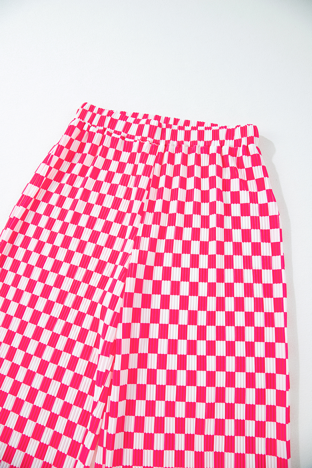 Cozy and Comfortable Pink Checkered Pajama Set - Long Sleeve Buttoned Shirt with High Waist Pants - Detail View 18 Cozy and Comfortable Pink Checkered Pajama Set - Long Sleeve Buttoned Shirt with High Waist Pants - Detail View 18