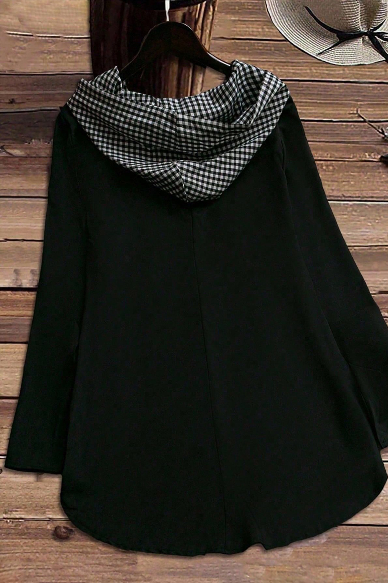 Soft Long Sleeve Hooded Shirt, Daily Autumn Casual Blouse - Detail View 6 Soft Long Sleeve Hooded Shirt, Daily Autumn Casual Blouse - Detail View 6