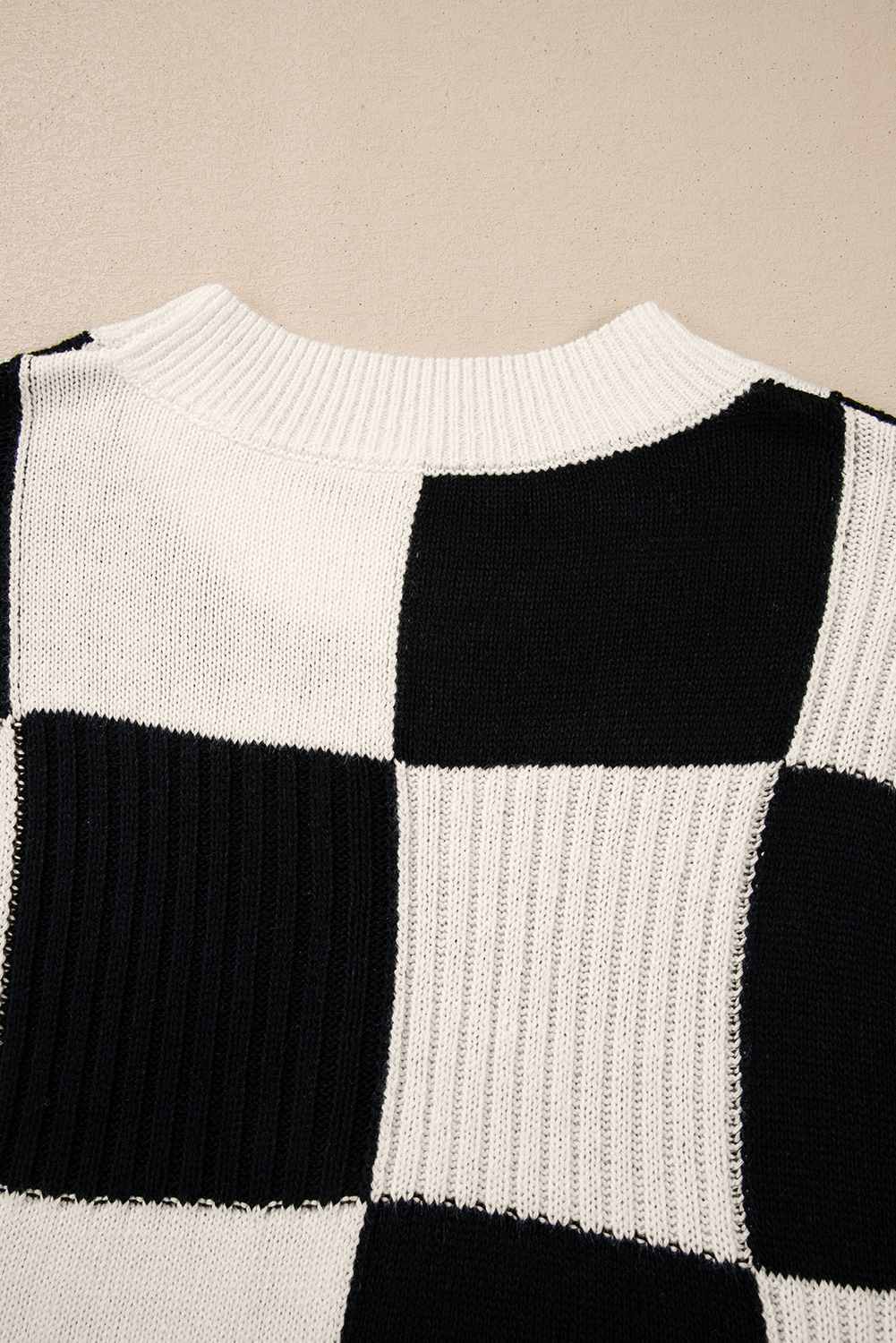 Women's Sweater, Black Checkered, Color Block, Crew Neck, Short Sleeve, Casual, Fall Fashion, Plaid Pattern, Stylish, Comfortable, Daily Wear, Acrylic Material, Shift Silhouette, Trendy Design, Sweaters & Cardigans - Detail View 8 Women's Sweater, Black Checkered, Color Block, Crew Neck, Short Sleeve, Casual, Fall Fashion, Plaid Pattern, Stylish, Comfortable, Daily Wear, Acrylic Material, Shift Silhouette, Trendy Design, Sweaters & Cardigans - Detail View 8