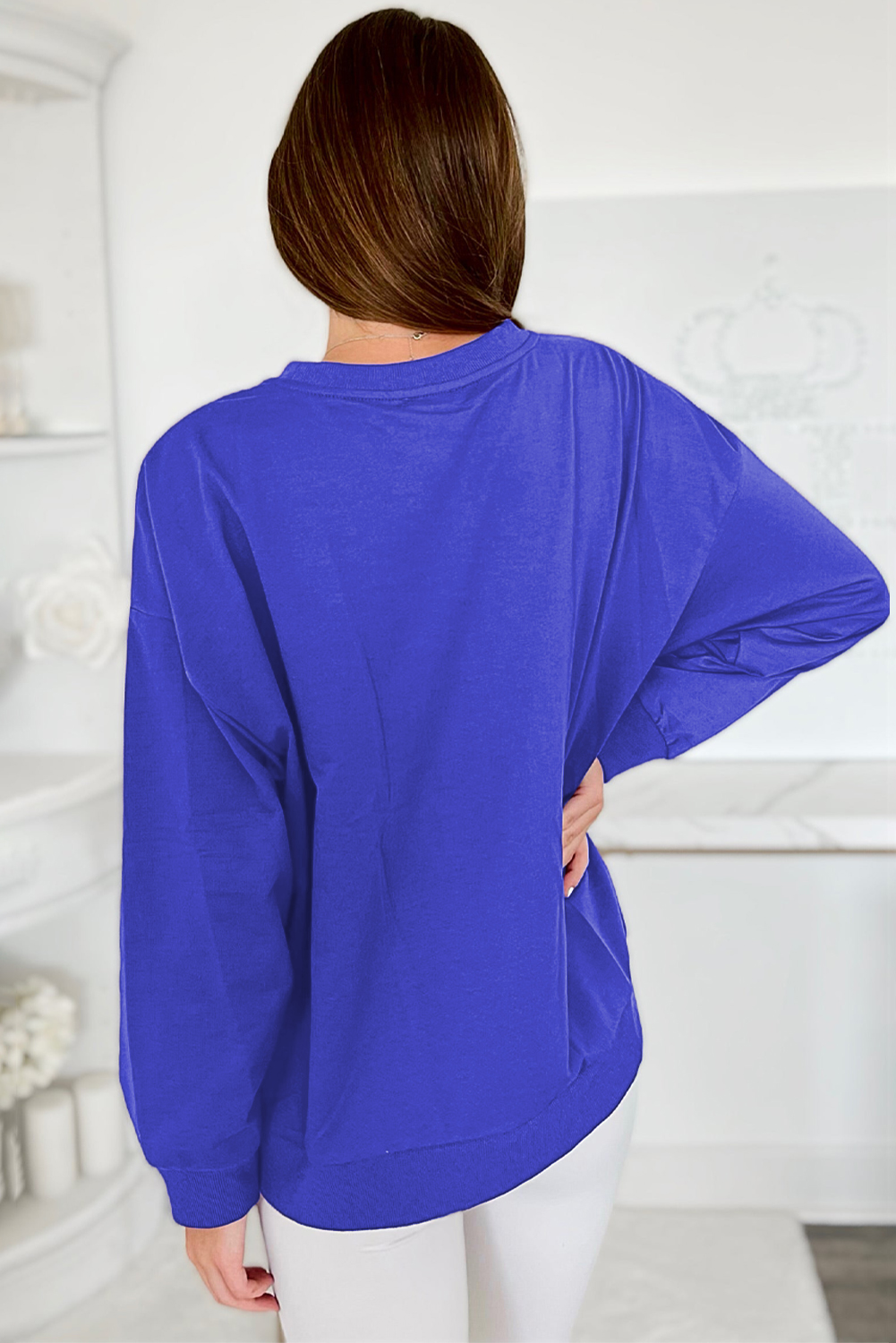Cozy and Stylish Women's Long Sleeve Sweatshirt for Football Game or Everyday Wear - Detail View 3 Cozy and Stylish Women's Long Sleeve Sweatshirt for Football Game or Everyday Wear - Detail View 3