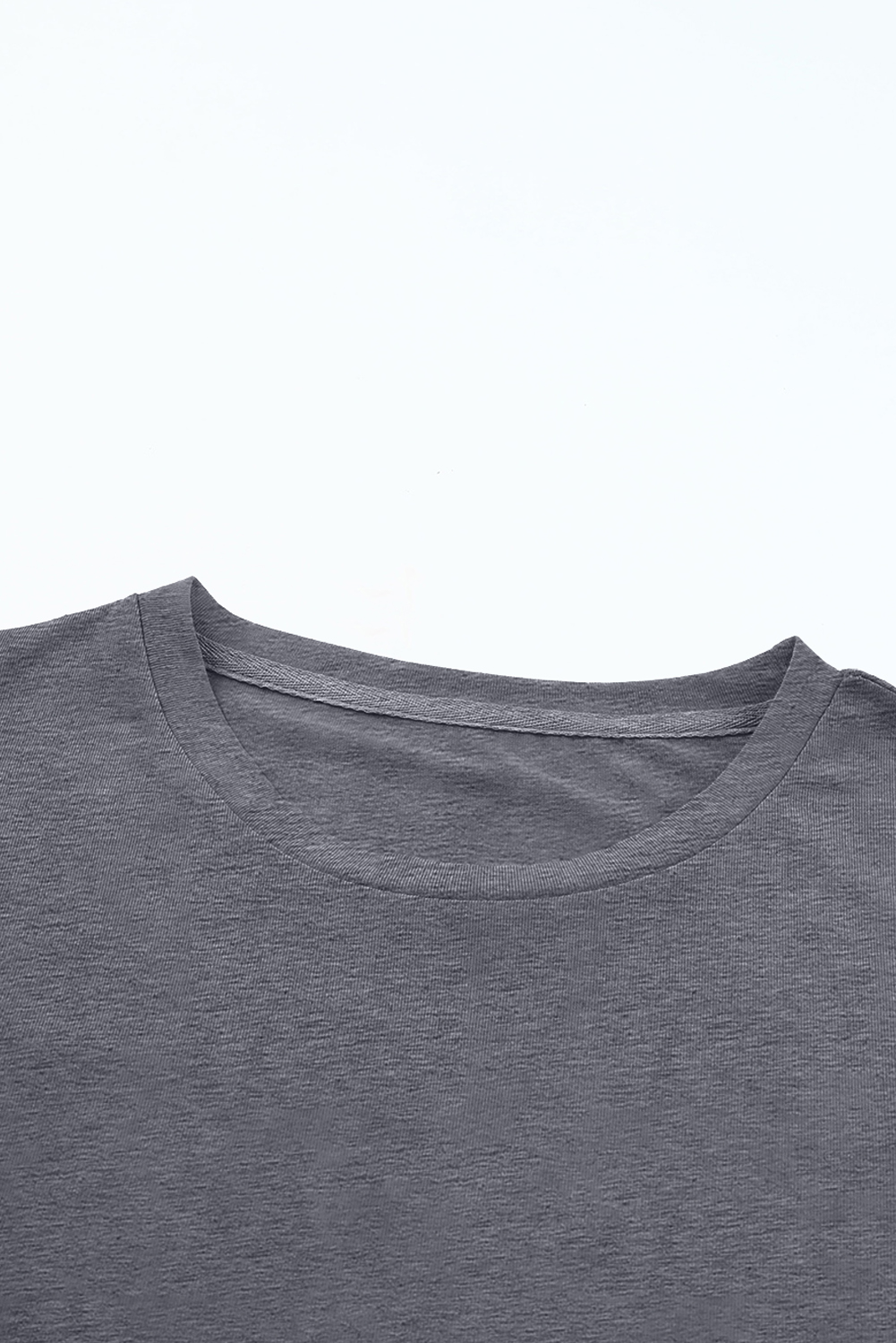 Women's Daily Basic Gray Tee, Versatile Short Sleeve Top - Detail View 9 Women's Daily Basic Gray Tee, Versatile Short Sleeve Top - Detail View 9