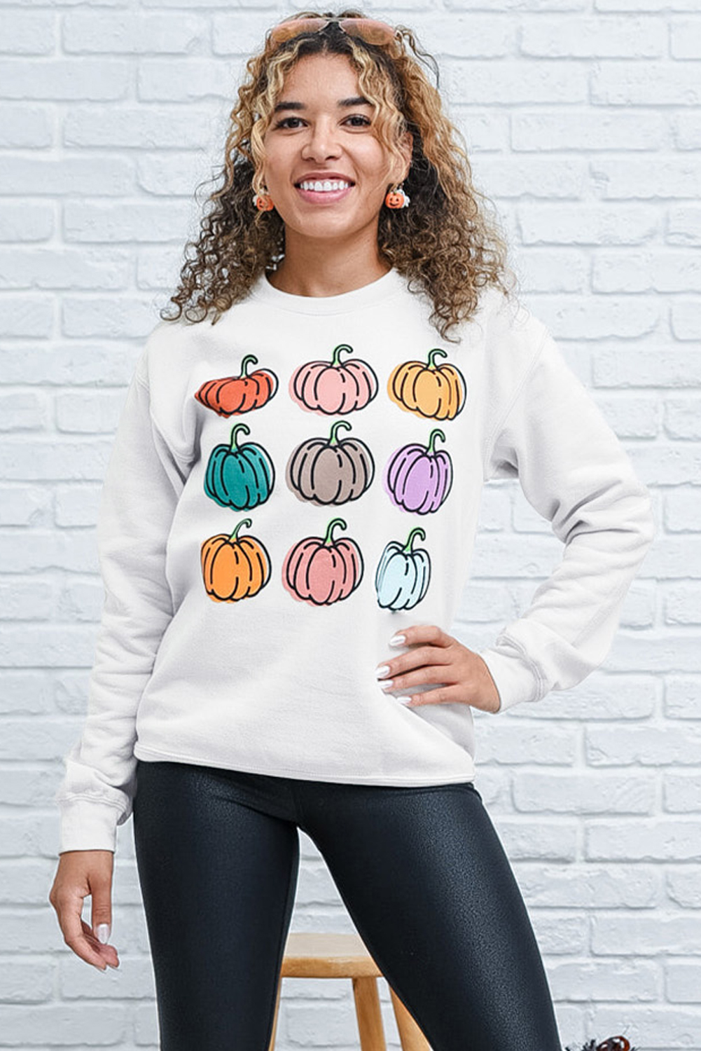 Playful Fall Graphic Sweatshirt - Ideal for Halloween and Autumn Outings - Detail View 8 Playful Fall Graphic Sweatshirt - Ideal for Halloween and Autumn Outings - Detail View 8
