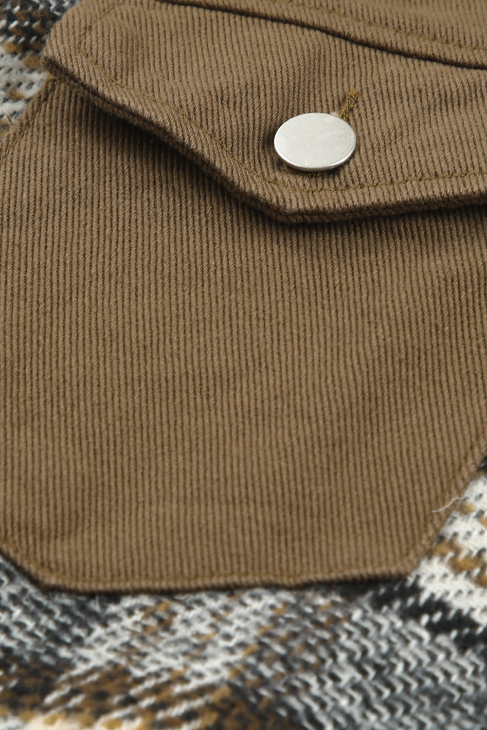 Button Down Plaid Denim Jacket, Warm Women's Fall Outerwear - Detail View 9 Button Down Plaid Denim Jacket, Warm Women's Fall Outerwear - Detail View 9